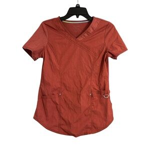 Scrubstar Ultimate V-neck Double Pocket Red Size Small Short Sleeve Scrub Top